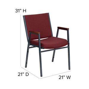 Flash Furniture HERCULES Series Heavy Duty Burgundy Patterned Fabric Stack Chair with Arms and Ganging Bracket