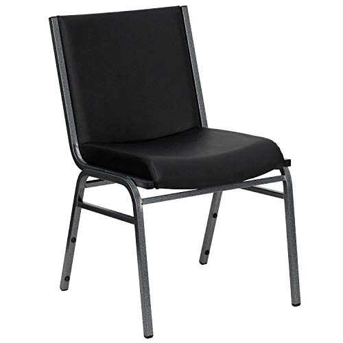 Flash Furniture HERCULES Series Heavy Duty Black Vinyl Stack Chair with Ganging Bracket