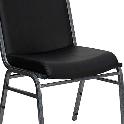 Flash Furniture HERCULES Series Heavy Duty Black Vinyl Stack Chair with Ganging Bracket