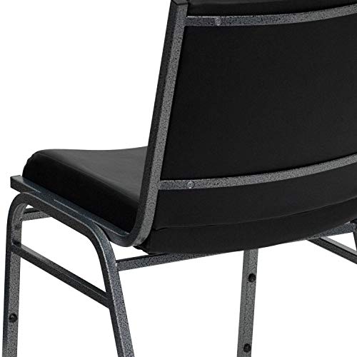 Flash Furniture HERCULES Series Heavy Duty Black Vinyl Stack Chair with Ganging Bracket