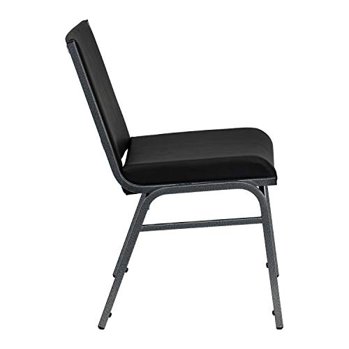 Flash Furniture HERCULES Series Heavy Duty Black Vinyl Stack Chair with Ganging Bracket