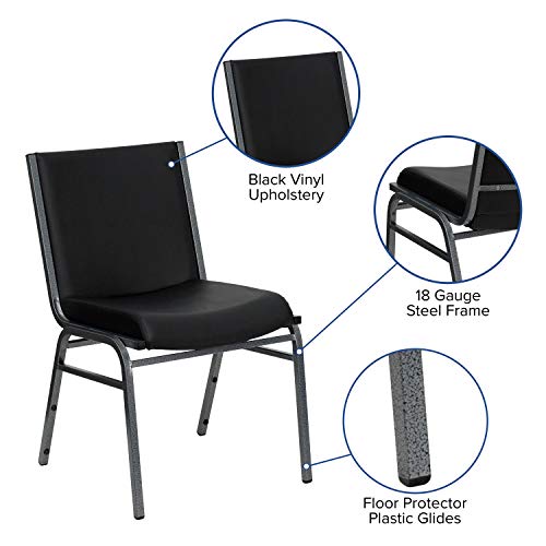 Flash Furniture HERCULES Series Heavy Duty Black Vinyl Stack Chair with Ganging Bracket