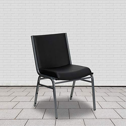 Flash Furniture HERCULES Series Heavy Duty Black Vinyl Stack Chair with Ganging Bracket