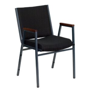 flash furniture hercules series heavy duty black dot fabric stack chair with arms and ganging bracket