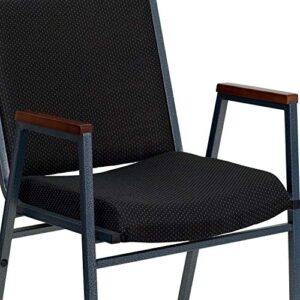 Flash Furniture HERCULES Series Heavy Duty Black Dot Fabric Stack Chair with Arms and Ganging Bracket