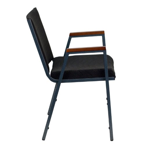 Flash Furniture HERCULES Series Heavy Duty Black Dot Fabric Stack Chair with Arms and Ganging Bracket