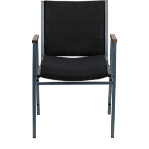 Flash Furniture HERCULES Series Heavy Duty Black Dot Fabric Stack Chair with Arms and Ganging Bracket