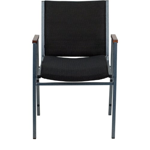 Flash Furniture HERCULES Series Heavy Duty Black Dot Fabric Stack Chair with Arms and Ganging Bracket