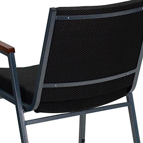 Flash Furniture HERCULES Series Heavy Duty Black Dot Fabric Stack Chair with Arms and Ganging Bracket