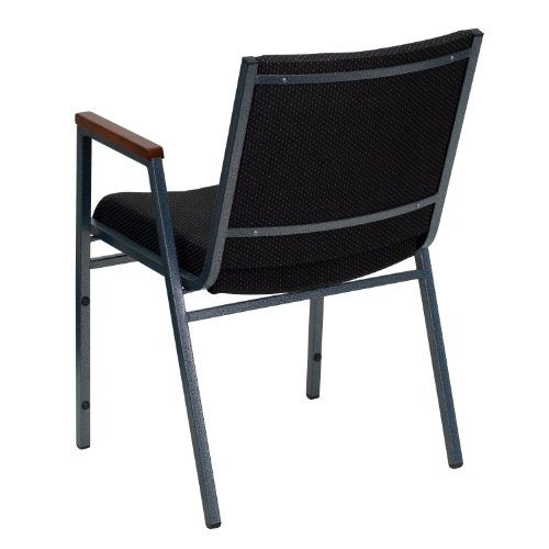 Flash Furniture HERCULES Series Heavy Duty Black Dot Fabric Stack Chair with Arms and Ganging Bracket