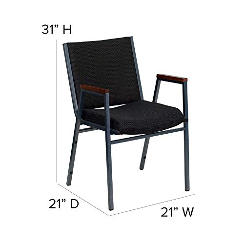 Flash Furniture HERCULES Series Heavy Duty Black Dot Fabric Stack Chair with Arms and Ganging Bracket