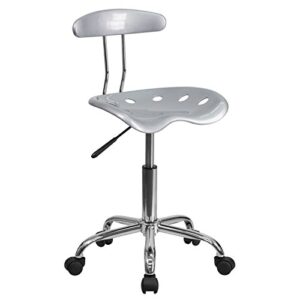 flash furniture elliott vibrant silver and chrome swivel task office chair with tractor seat