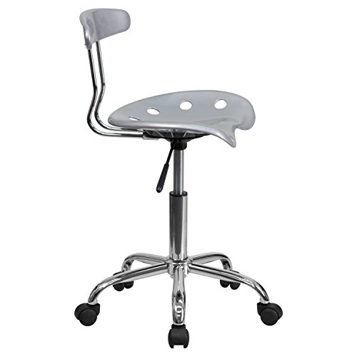 Flash Furniture Elliott Vibrant Silver and Chrome Swivel Task Office Chair with Tractor Seat