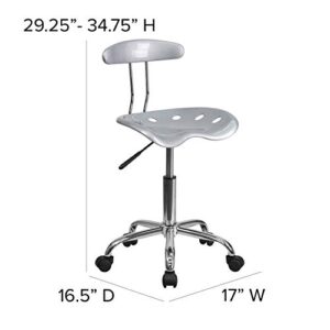 Flash Furniture Elliott Vibrant Silver and Chrome Swivel Task Office Chair with Tractor Seat