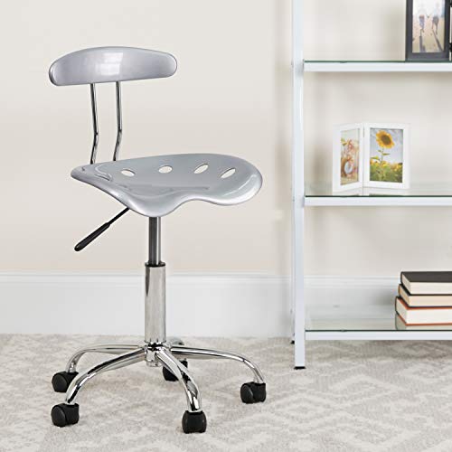 Flash Furniture Elliott Vibrant Silver and Chrome Swivel Task Office Chair with Tractor Seat