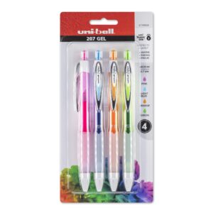 uni-ball 1739928 uni-ball 207 colors retractable gel pens, medium point (0.7mm), assorted, 4 count