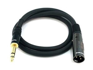 monoprice xlr male to 1/4-inch trs male cable - 3 feet - black, 16awg, gold plated - premier series