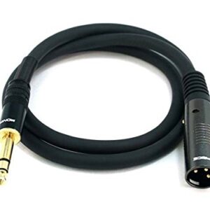 Monoprice XLR Male to 1/4-Inch TRS Male Cable - 3 Feet - Black, 16AWG, Gold Plated - Premier Series