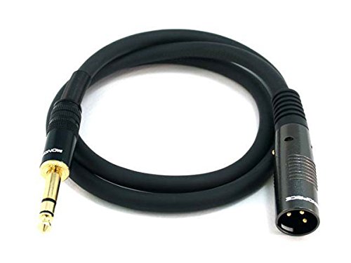 Monoprice XLR Male to 1/4-Inch TRS Male Cable - 3 Feet - Black, 16AWG, Gold Plated - Premier Series