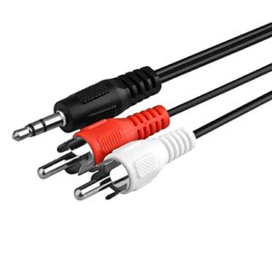 Monoprice Audio/Stereo Cable - 6 Feet - Black | 3.5mm Stereo Plug/2 RCA Jack, Mp3 Player/Phone Headphone Output to Home Audio System