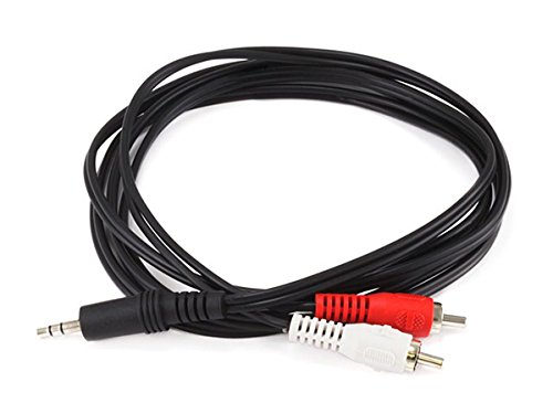 Monoprice Audio/Stereo Cable - 6 Feet - Black | 3.5mm Stereo Plug/2 RCA Jack, Mp3 Player/Phone Headphone Output to Home Audio System