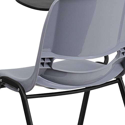 Flash Furniture HERCULES Gray Ergonomic Shell Chair with Right Handed Flip-Up Tablet Arm