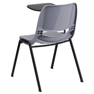 Flash Furniture HERCULES Gray Ergonomic Shell Chair with Right Handed Flip-Up Tablet Arm