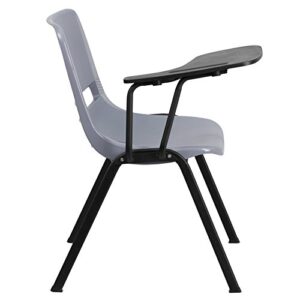 Flash Furniture HERCULES Gray Ergonomic Shell Chair with Right Handed Flip-Up Tablet Arm