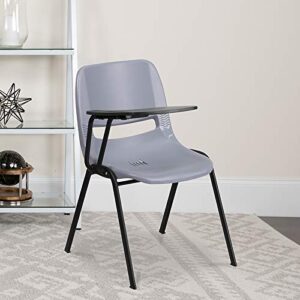 Flash Furniture HERCULES Gray Ergonomic Shell Chair with Right Handed Flip-Up Tablet Arm