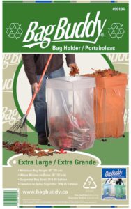 bag buddy trash bag holder - versatile metal support stand (30" height) for 39-45 gallon plastic and paper bags - use for leaves, yard work, laundry and trash - stand dismantles for easy storage