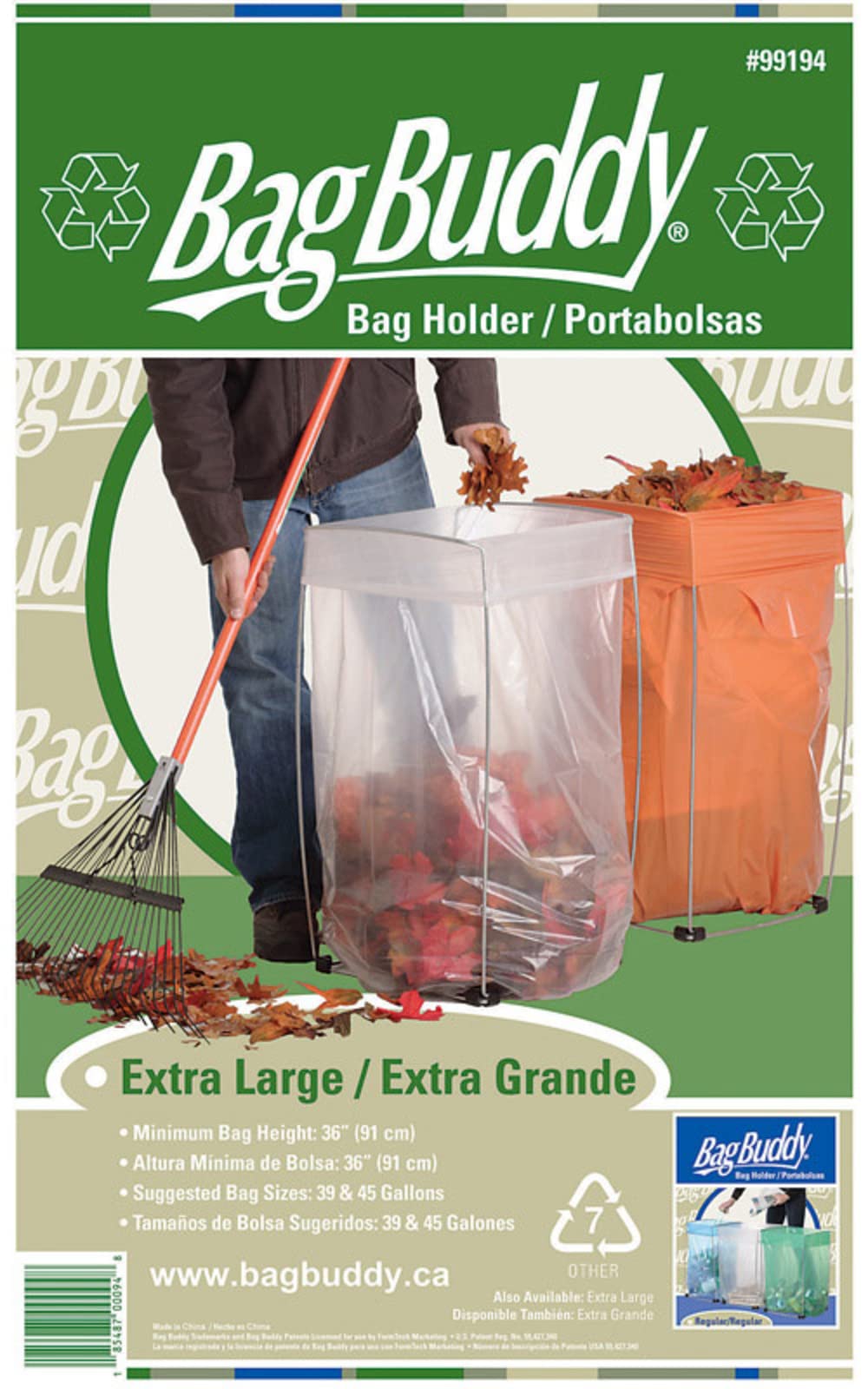 Bag Buddy Trash Bag Holder - Versatile Metal Support Stand (30" Height) for 39-45 Gallon Plastic and Paper Bags - Use For Leaves, Yard Work, Laundry and Trash - Stand Dismantles for Easy Storage