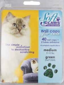 feline soft claws cat nail caps take-home kit, medium, green