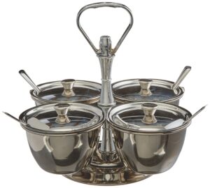 winco 4-unit stainless steel relish server
