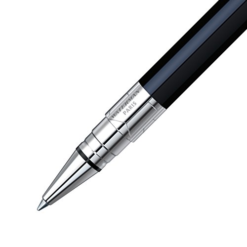 Waterman Perspective Rollerball Pen, Gloss Black with Chrome Trim, Medium Point with Black Ink Cartridge, Gift Box