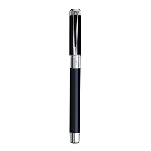 Waterman Perspective Rollerball Pen, Gloss Black with Chrome Trim, Medium Point with Black Ink Cartridge, Gift Box