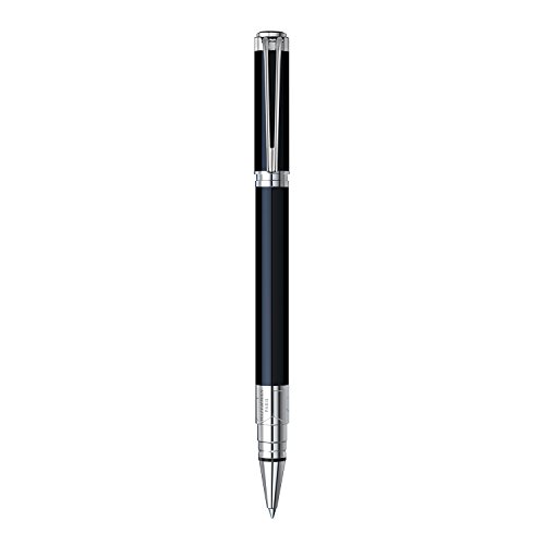 Waterman Perspective Rollerball Pen, Gloss Black with Chrome Trim, Medium Point with Black Ink Cartridge, Gift Box
