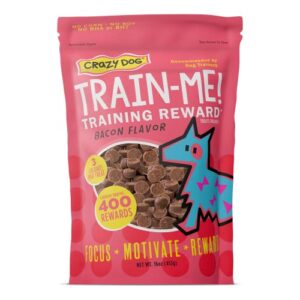 crazy dog train-me! training reward dog treats 16 oz., bacon regular