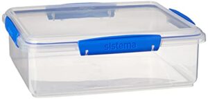 sistema klip it utility collection bakery box food storage container, 14.8 cup, clear/blue | bpa free