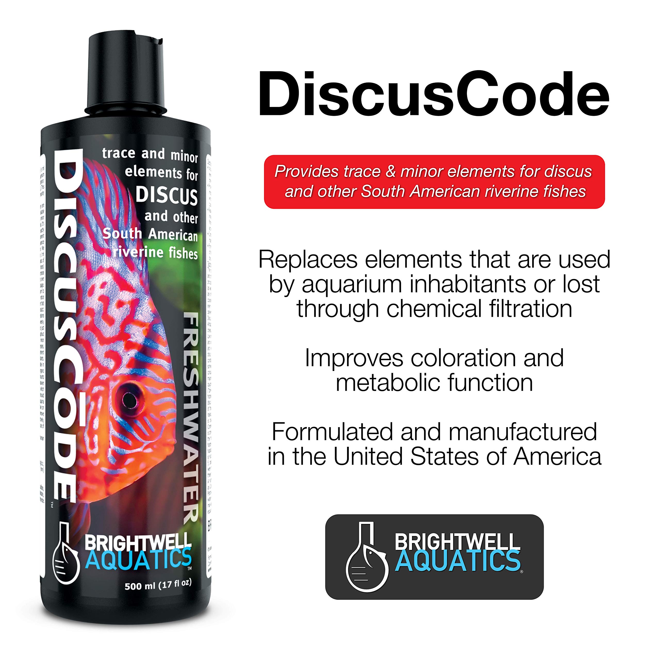 Brightwell Aquatics DiscusCode - Trace & Minor Elements for Discus & Other South American Riverine Fishes 500-ml