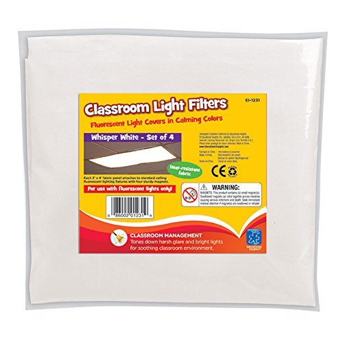 Educational Insights The Original Fluorescent Light Filters in Whisper White 4-Pack, Reduce Glare & Flicker, Easy Setup for Office, Hospitals, Home & Classrooms