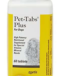 Pet-Tabs Plus Multivitamin and Mineral Supplement for Dogs with Special Nutritional Needs, Chewable Tablet, 60 Count Bottle