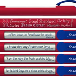 Greeting Pen "Names of Jesus" Scripture Pens, Scripture Verses with Rotating Messages, 6 Pen Set (36034)