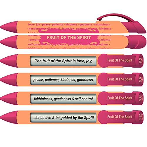 Greeting Pen "Fruit of the Spirit" Scripture Pens, Scripture Verses with Rotating Messages, 6 Pen Set (36049)