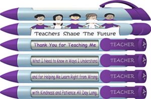 greeting pen "teachers shape the future" #1 teacher pens with rotating messages, 6 pen set (36402)