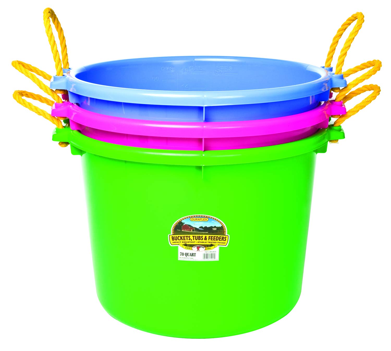 Little Giant Plastic Muck Tub (Black) Durable & Versatile Utility Bucket with Handles (40 Quart) (Item No. PSB40BLACK)
