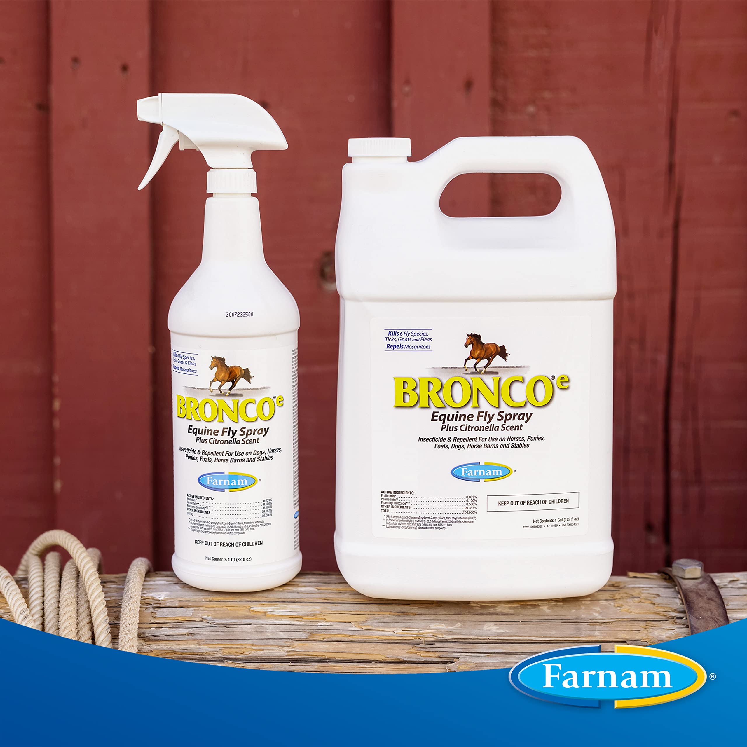 Farnam Broncoe Equine Fly Spray with Citronella Scent for Horses and Dogs, 128 Ounces, Gallon Refill