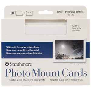 strathmore photo mount cards and envelopes white embossed package of 10, 5 x 6.875 inch