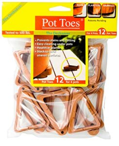 bosmere pot toes, plant pot risers for indoor and outdoor, prevent stains and rotting on wood, cement, and tile - terra cotta (pack of 12)