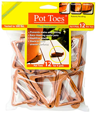 Bosmere Pot Toes, Plant Pot Risers for Indoor and Outdoor, Prevent Stains and Rotting on Wood, Cement, and Tile - Terra Cotta (Pack of 12)