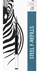 Zebra Pen F-Series Stainless Steel Ballpoint Pen Refill, Fine Point, 0.7mm, Black Ink, 1-Pack